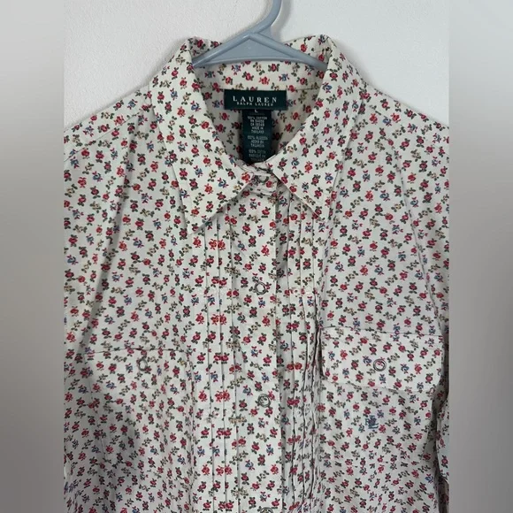 Lauren Ralph Lauren women’s 100% cotton Floral Button-Up Shirt size large - Picture 3 of 7